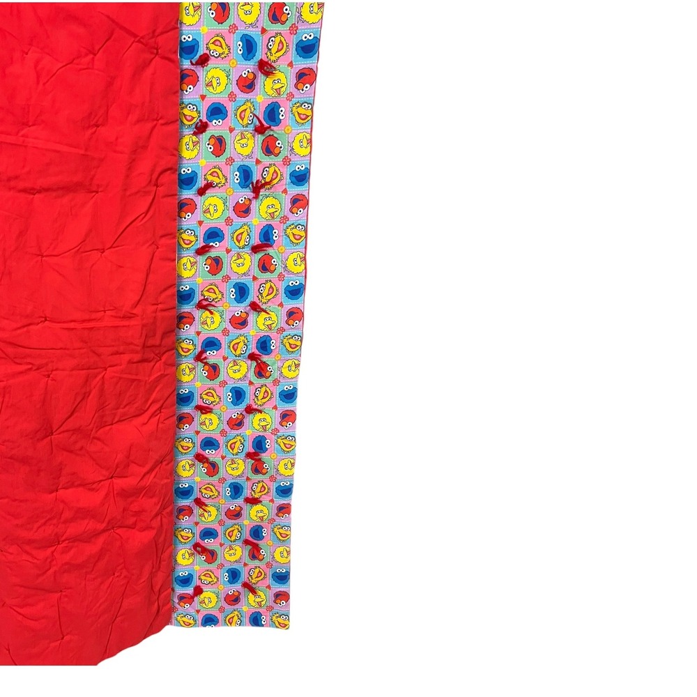 Vintage Sesame Street Handmade Quilt Hand Tied‎ Elmo Big Bird 42x50 Red Backing - Picture 5 of 5